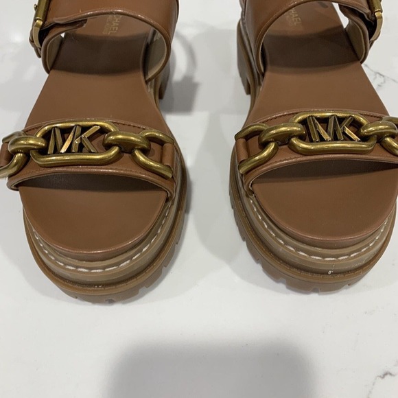Michael Michael Kors | Sandals Brown Leather Kailey Lug Platform NEW - Picture 3 of 8